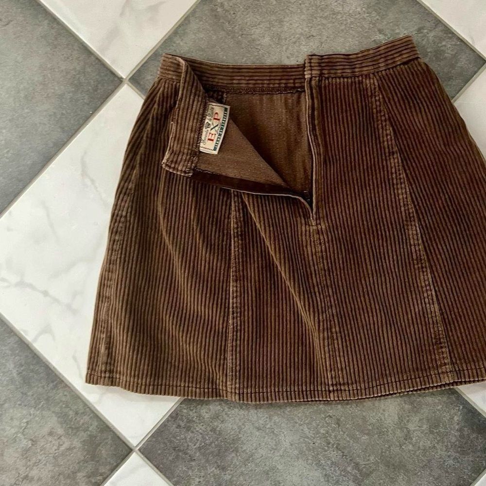 90s Vintage Express Brown Corduroy Mini Skirt 2 4 Womens - Picture 4 of 6
